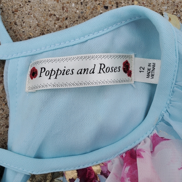 Poppies and Roses Spring Midi Dress sz 12 - Picture 3 of 5